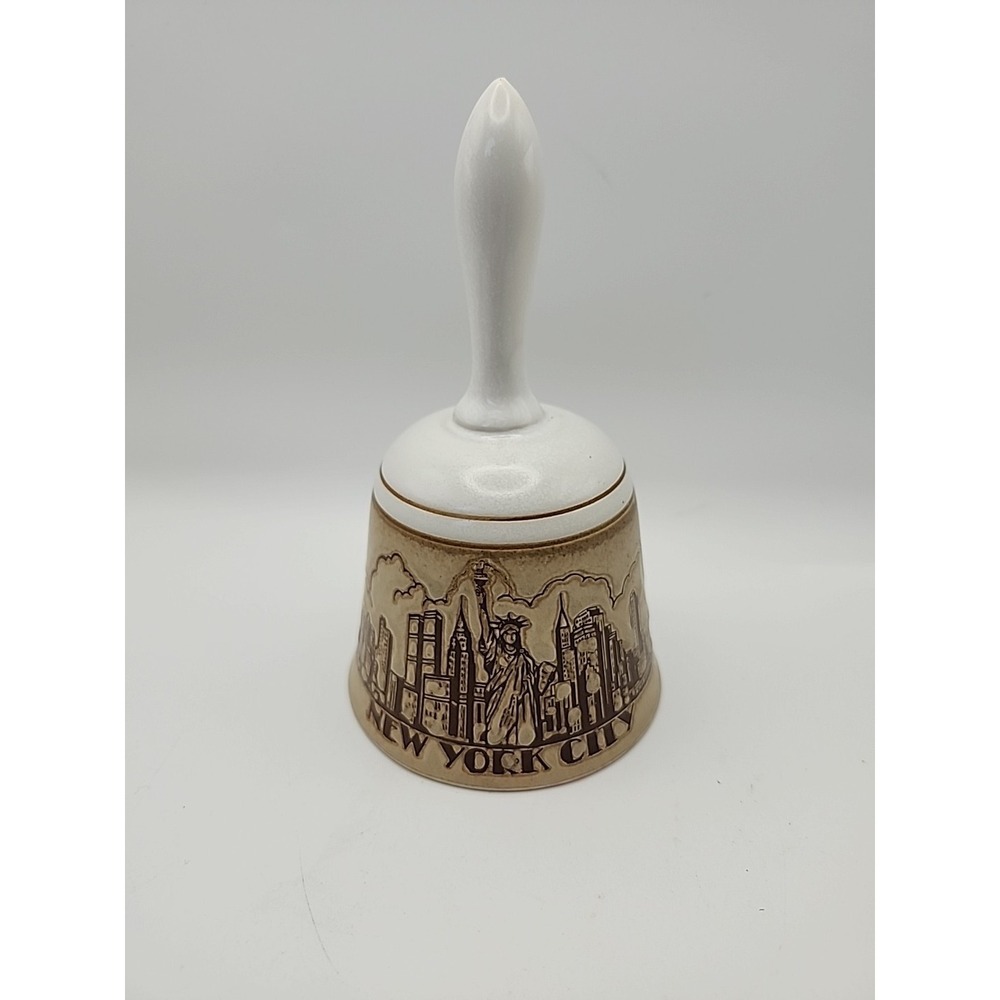 Decor NYC  Twin Towers Statue Liberty Ceramic Bell Metro Made in Japan Vintage